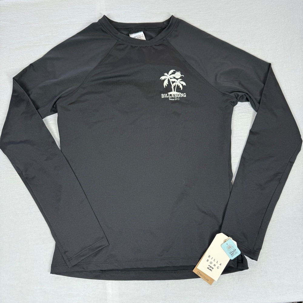 Billabong Sol Searcher Rashguard Womens L Black UPF 50+ Long Sleeve Swim Top